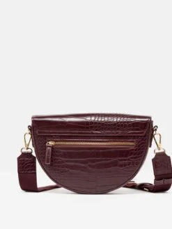Burgundy Red Half Moon Cross Body Bag -Elite Fashion Shop C00062s7