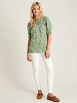 Green Curved Yoke Blouse -Elite Fashion Shop C08605s3
