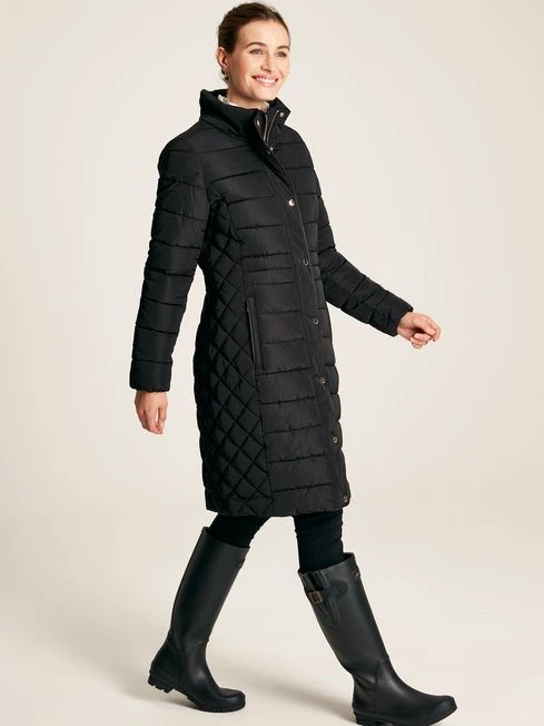 Black Showerproof Longline Padded Coat 3 Black Showerproof Longline Padded Coat - Image 3