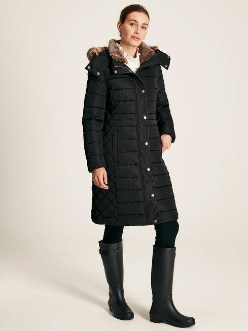 Black Showerproof Longline Padded Coat 4 Black Showerproof Longline Padded Coat - Image 4