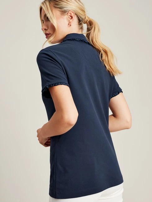 Blue Short Sleeve Frill Collared Polo Shirt 2 Blue Short Sleeve Frill Collared Polo Shirt - Image 2