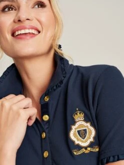 Blue Short Sleeve Frill Collared Polo Shirt 12 Blue Short Sleeve Frill Collared Polo Shirt -Elite Fashion Shop C35 308s5