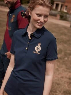 Blue Short Sleeve Frill Collared Polo Shirt 13 Blue Short Sleeve Frill Collared Polo Shirt -Elite Fashion Shop C35 308s6