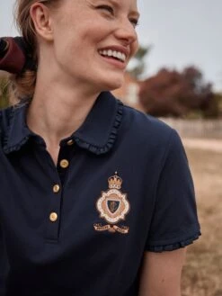 Blue Short Sleeve Frill Collared Polo Shirt 14 Blue Short Sleeve Frill Collared Polo Shirt -Elite Fashion Shop C35 308s7