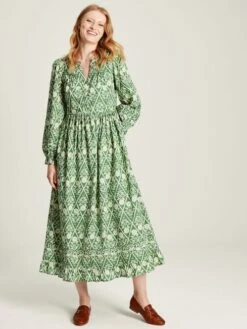 Green Floral Pleated Dress