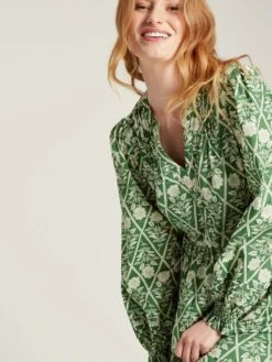 Green Floral Pleated Dress -Elite Fashion Shop C37694s4