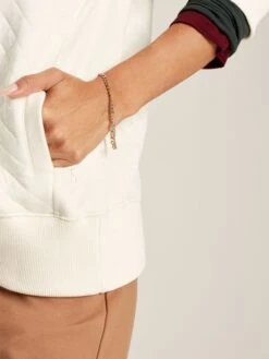 Cream Quilted Zip Sweat Top -Elite Fashion Shop C51866s3