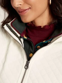 Cream Quilted Zip Sweat Top -Elite Fashion Shop C51866s5