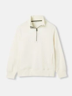 Cream Quilted Zip Sweat Top -Elite Fashion Shop C51866s6