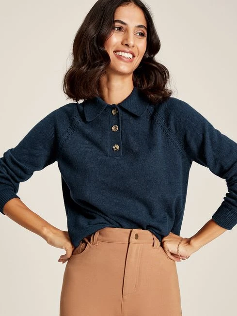 MIA Navy Blue Collared Pointelle Jumper 1 MIA Navy Blue Collared Pointelle Jumper