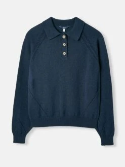 MIA Navy Blue Collared Pointelle Jumper 9 MIA Navy Blue Collared Pointelle Jumper -Elite Fashion Shop C64078s7