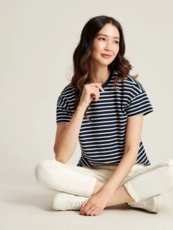 Blue Striped Short Sleeve T-Shirt -Elite Fashion Shop C83098s4