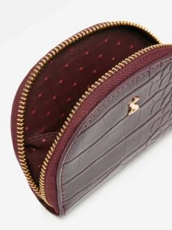 Burgundy Red Half Moon Croc Effect Coin Purse -Elite Fashion Shop C96230s3