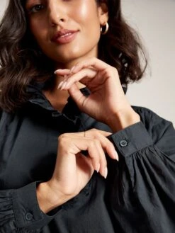 Navy Blue Frill Blouse 10 Navy Blue Frill Blouse -Elite Fashion Shop D03730s5