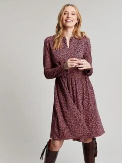 Joules Pink Aurora Zip Down Jersey Dress