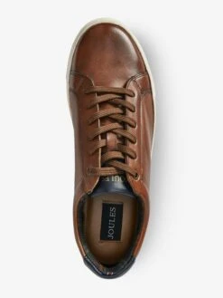 Tan Brown Leather Trainers -Elite Fashion Shop M23376s3