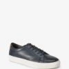 Navy Blue Leather Trainers