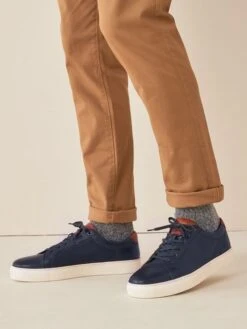 Navy Blue Leather Trainers -Elite Fashion Shop M23377s5