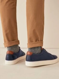 Navy Blue Leather Trainers -Elite Fashion Shop M23377s6