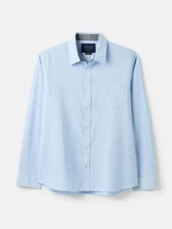 Blue Linen Blend Houndstooth Classic Fit Shirt -Elite Fashion Shop N01043s5