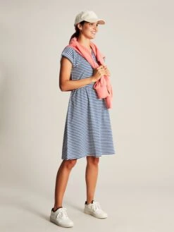 Blue Stripe Jersey Short Dress