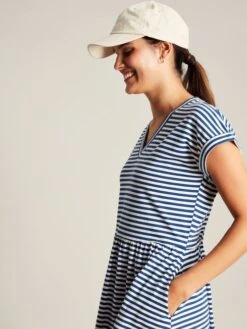 Blue Stripe Jersey Short Dress -Elite Fashion Shop N01051s5