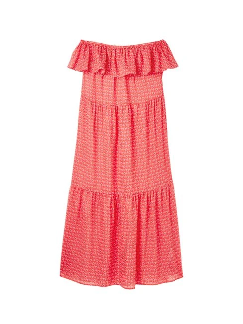 Joules Pink Fern Off Shoulder Beach Dress 4 Joules Pink Fern Off Shoulder Beach Dress - Image 4