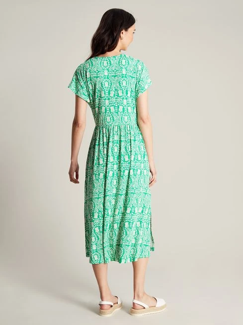Green Jersey V-Neck Beach Dress 2 Green Jersey V-Neck Beach Dress - Image 2