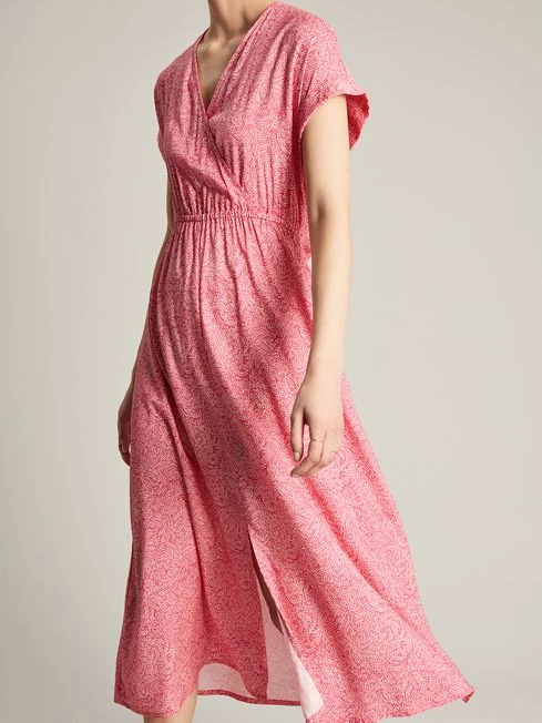 Pink V-Neck With Slit Dress 4 Pink V-Neck With Slit Dress - Image 4