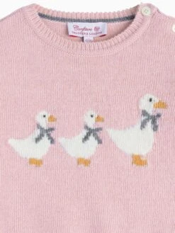 Trotters London Little Pale Pink Jemima Ducks Jumper -Elite Fashion Shop N32 258s4