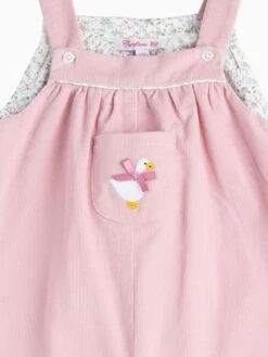 Trotters London Pink Little Cord Jemima Duck Cotton Dungarees -Elite Fashion Shop N32 263s4