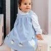 Trotters London Blue Little Pale Jemima Smocked Cotton Pinafore