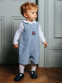 Trotters London Little Pale Blue Herringbone Archie Guardsman Romper
