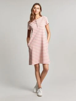 Pink Henley Button Down A-Line Dress -Elite Fashion Shop T61770s3