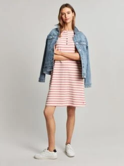 Pink Henley Button Down A-Line Dress -Elite Fashion Shop T61770s4