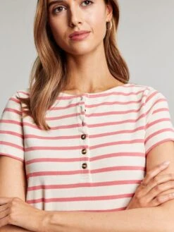 Pink Henley Button Down A-Line Dress -Elite Fashion Shop T61770s6