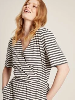 Grey Striped Wrap Midi Dress 9 Grey Striped Wrap Midi Dress -Elite Fashion Shop U75384s3