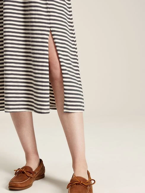 Grey Striped Wrap Midi Dress 4 Grey Striped Wrap Midi Dress - Image 4