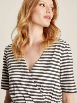 Grey Striped Wrap Midi Dress 11 Grey Striped Wrap Midi Dress -Elite Fashion Shop U75384s5