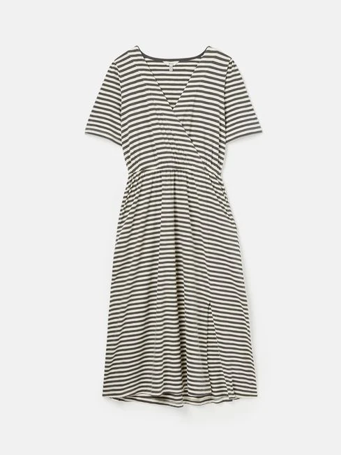 Grey Striped Wrap Midi Dress 7 Grey Striped Wrap Midi Dress - Image 7