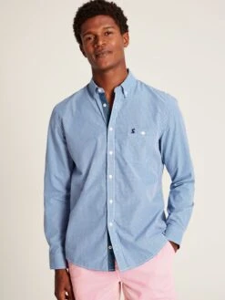 Abbott Blue Long Sleeve Classic Fit Poplin Shirt