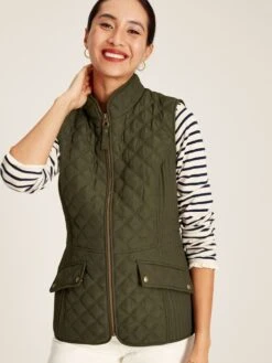 Green Showerproof Diamond Quilted Gilet -Elite Fashion Shop U75407s3