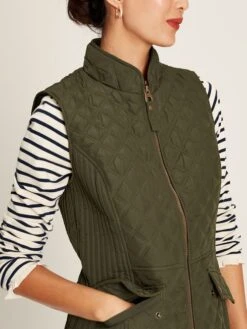 Green Showerproof Diamond Quilted Gilet -Elite Fashion Shop U75407s4