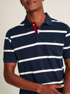 Navy Blue Classic Fit Striped Polo -Elite Fashion Shop U75497s5
