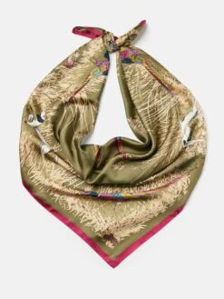 Green Large Square Silk Scarf -Elite Fashion Shop U87786s3