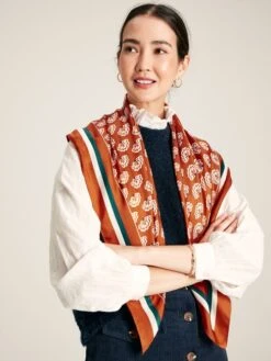 Burnt Orange Silk Square Scarf -Elite Fashion Shop U87788s3